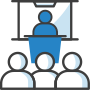 Icon depicting people in a meeting